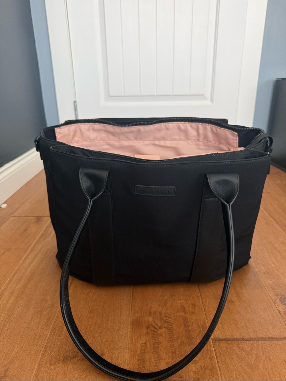 Poppy & Peonies black Tote with Gold Accents